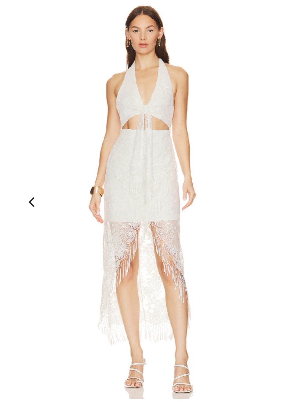 Majorelle Honolua White Lace Fringe Midi Dress Small